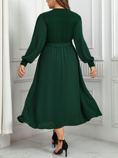 Tie Waist Long Sleeve Midi | Dress