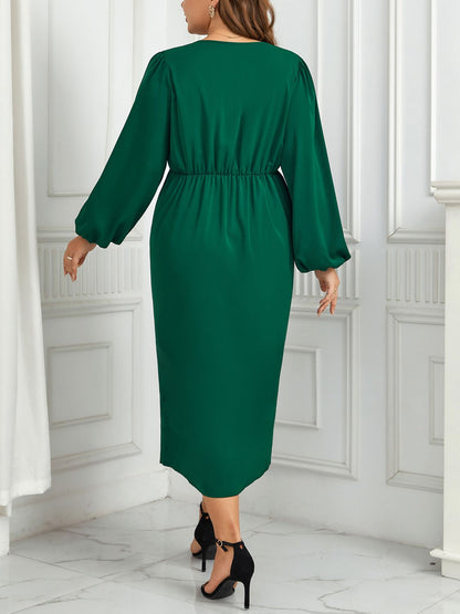 V-Neck Balloon Sleeve Midi | Dress