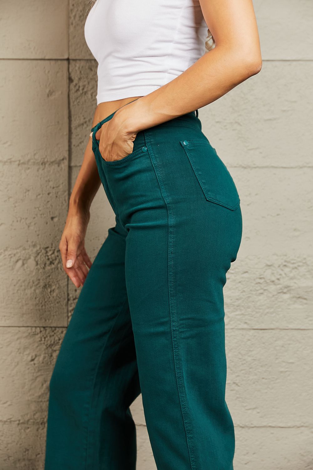 Tummy Control High Waisted Cropped Wide Leg | Jeans