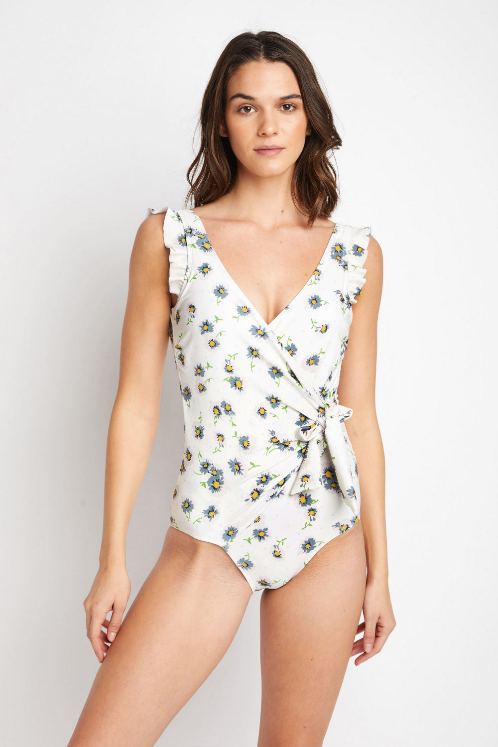 Floating Away Ruffle Faux Wrap | One-Piece Swimsuit