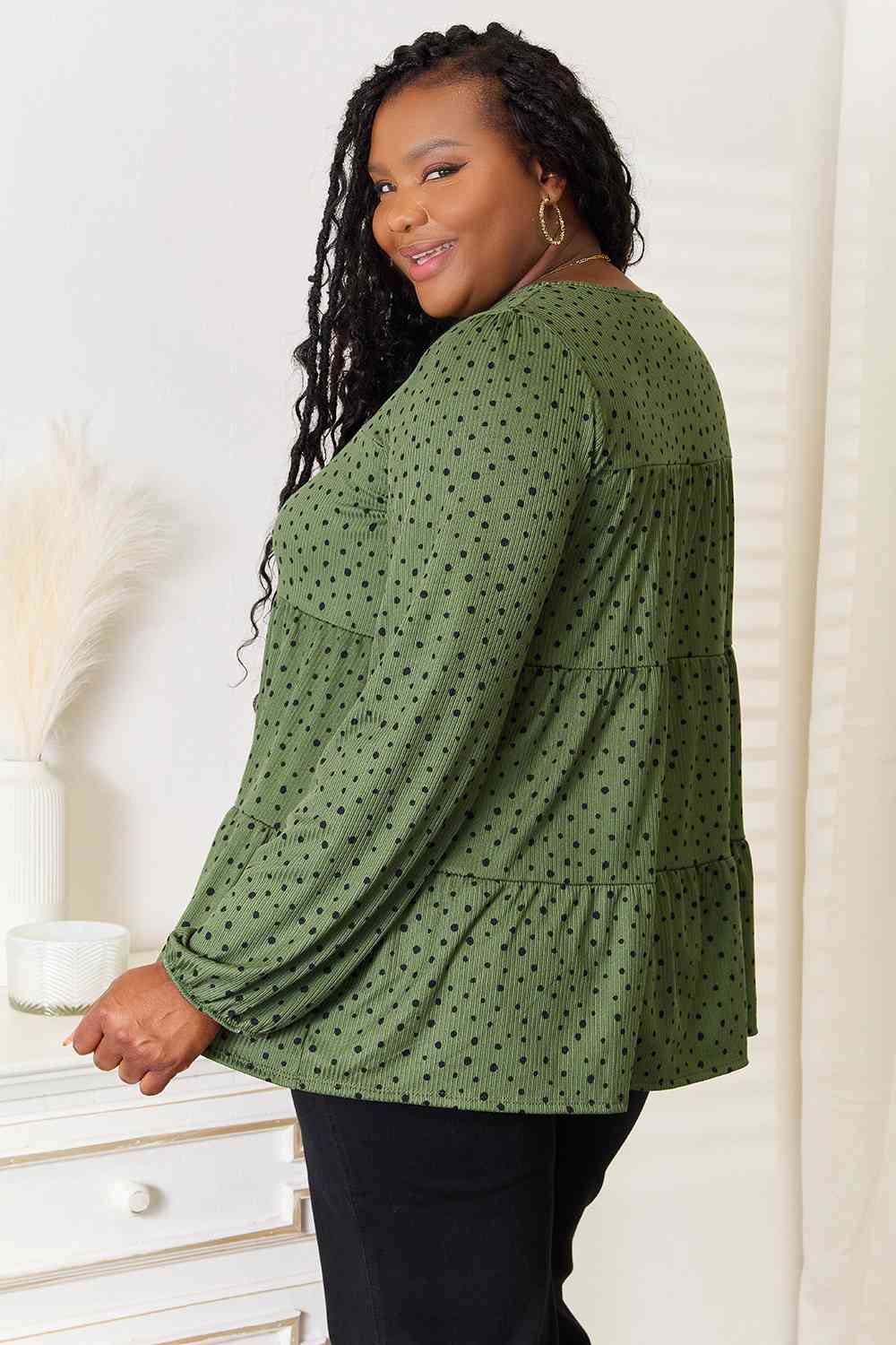 Long Puff Sleeve Polka Tiered | Top