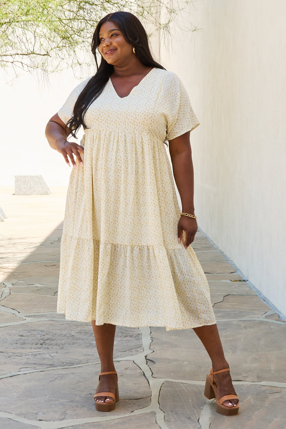 Cream Kimono Sleeve Midi | Dress