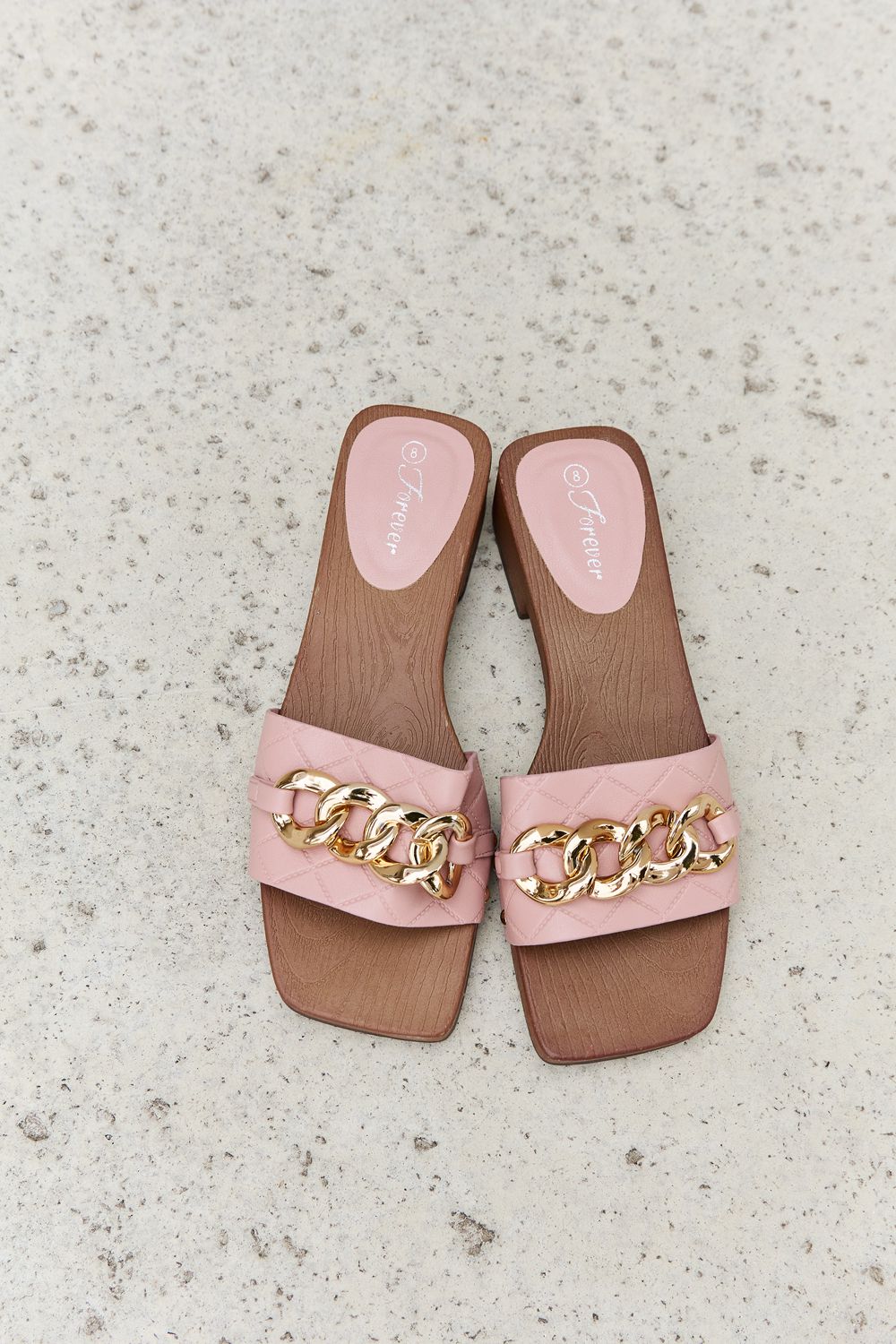 Square Toe Chain Clog | Sandal in Blush