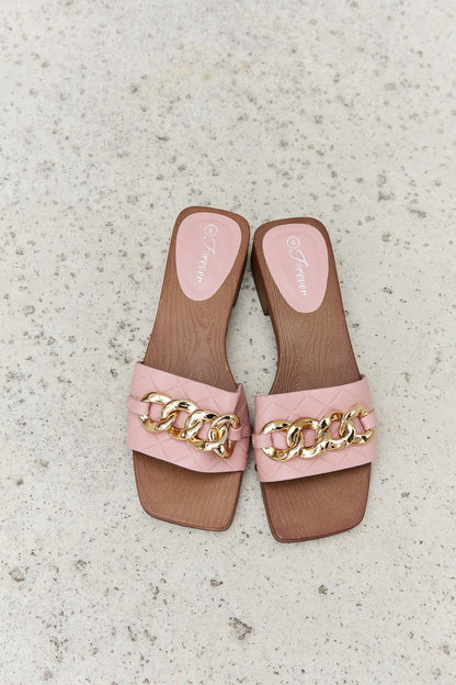 Square Toe Chain Clog | Sandal in Blush