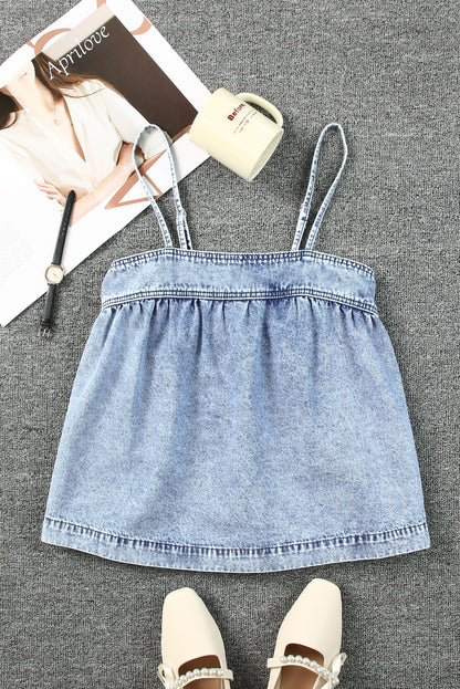 Smocked Adjustable Strap Denim | Cami