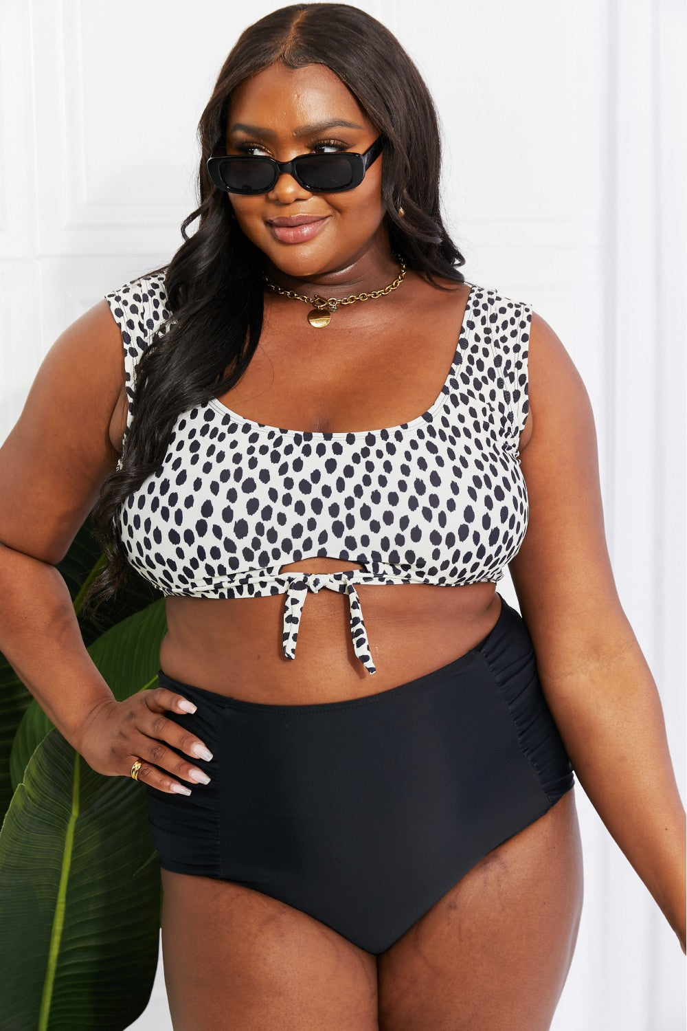 Spotty Crop Top and Ruched Bottoms | Swimwear Set