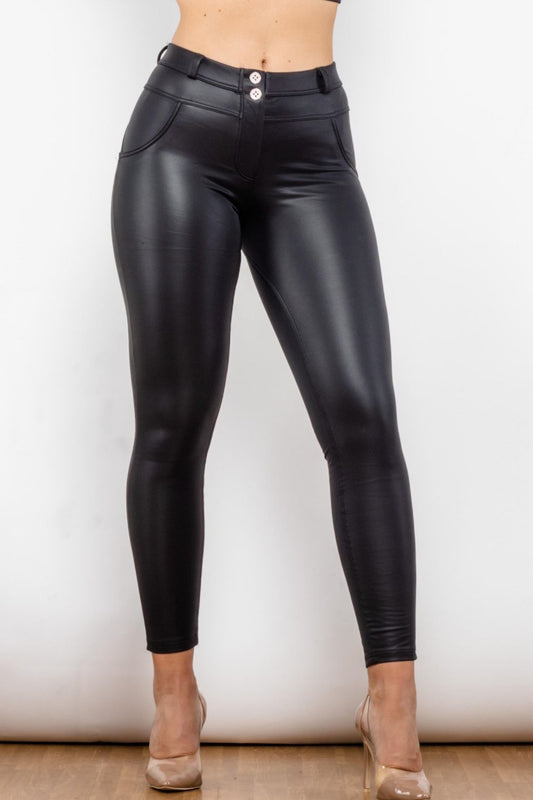 Vegan Leather Buttoned | Leggings