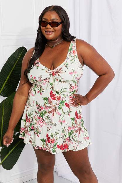Floral Cream V-Neck | Swim Dress
