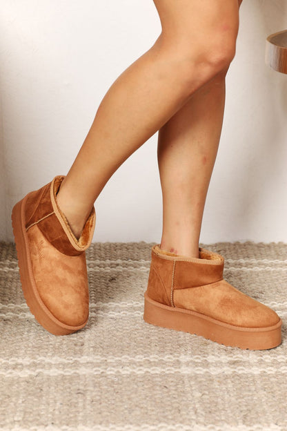 Fleece Lined Chunky Platform Mini | Boots