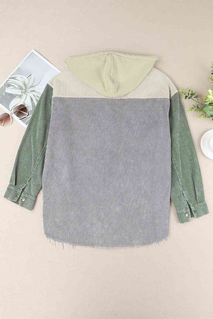 Snap Front Hooded Corduroy | Shacket