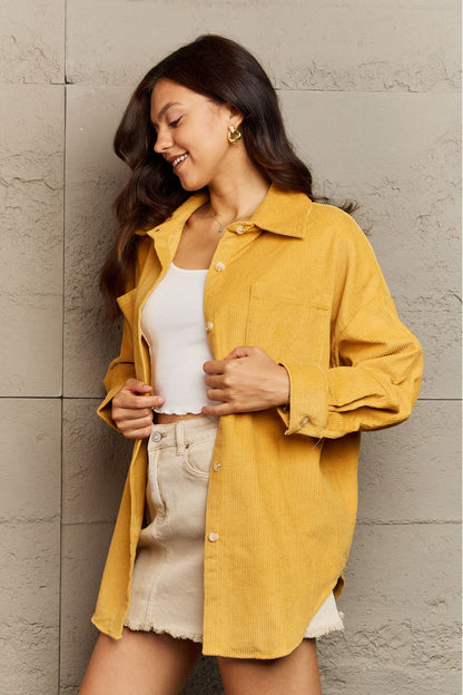 Collared Neck Dropped Shoulder Button-Down | Jacket