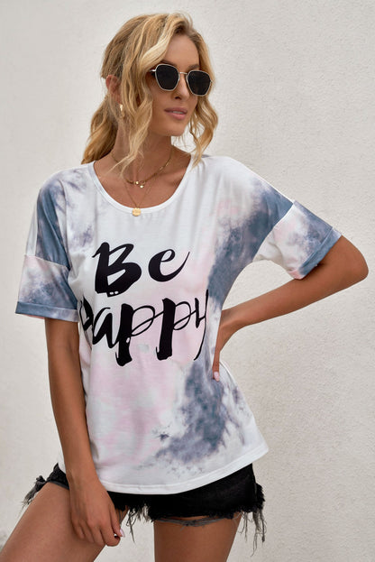 BE HAPPY | Graphic Round Neck Tee