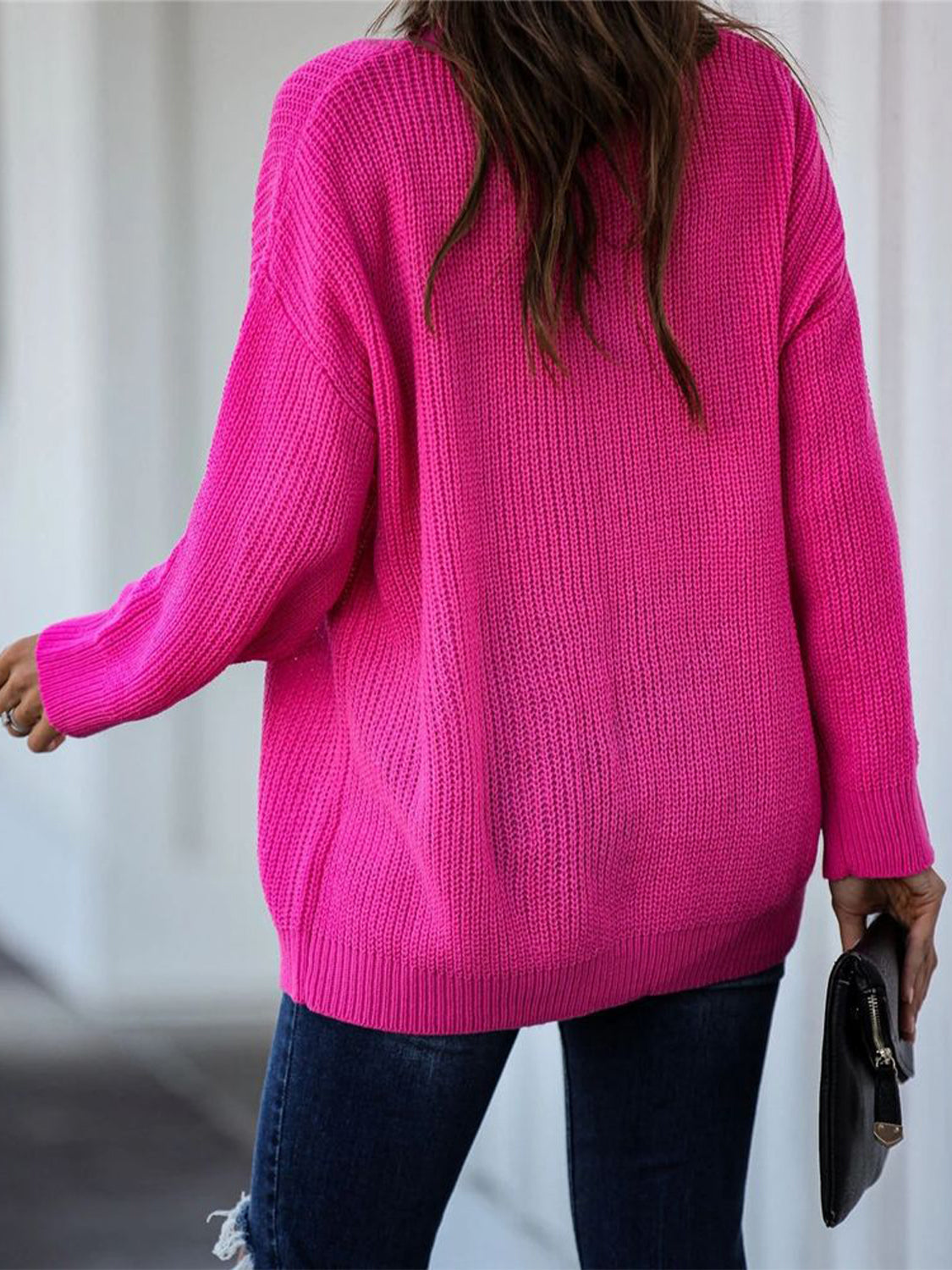 Cutout V-Neck Rib-Knit | Sweater