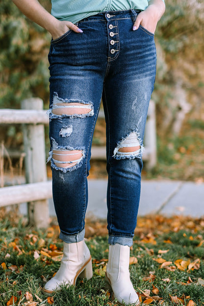 Button Fly Distressed | Jeans