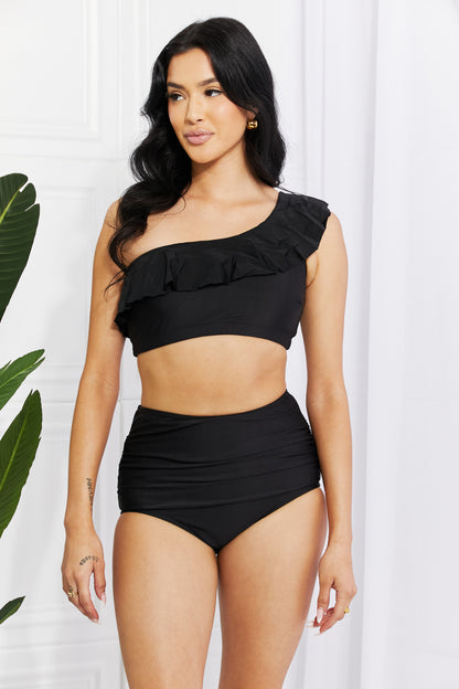 Black Ruffle One-Shoulder | Bikini