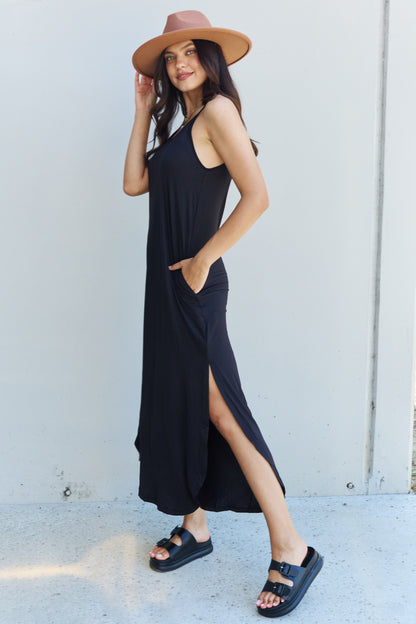 Cami Side Slit in Black | Maxi Dress