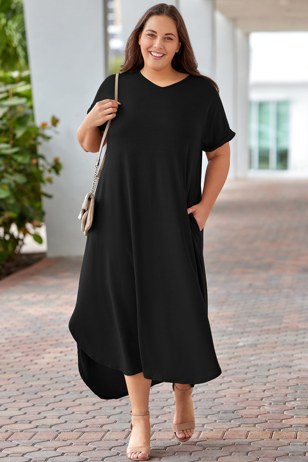 V-Neck Short Sleeve Maxi | Dress