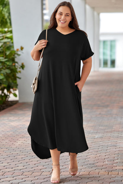 V-Neck Short Sleeve Maxi | Dress