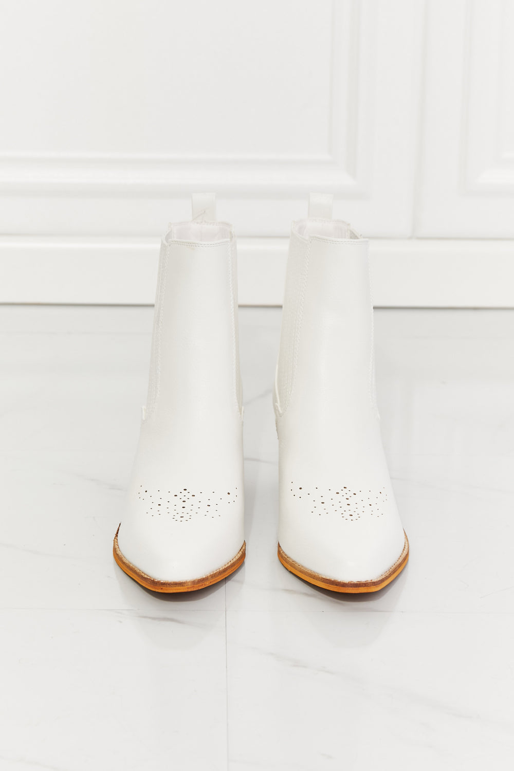 Stacked Heel Chelsea in White | Boot