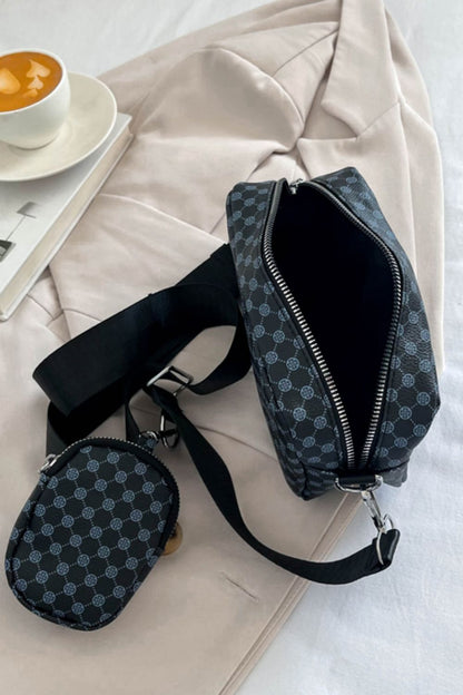 Vegan Leather Shoulder Bag with Small Purse