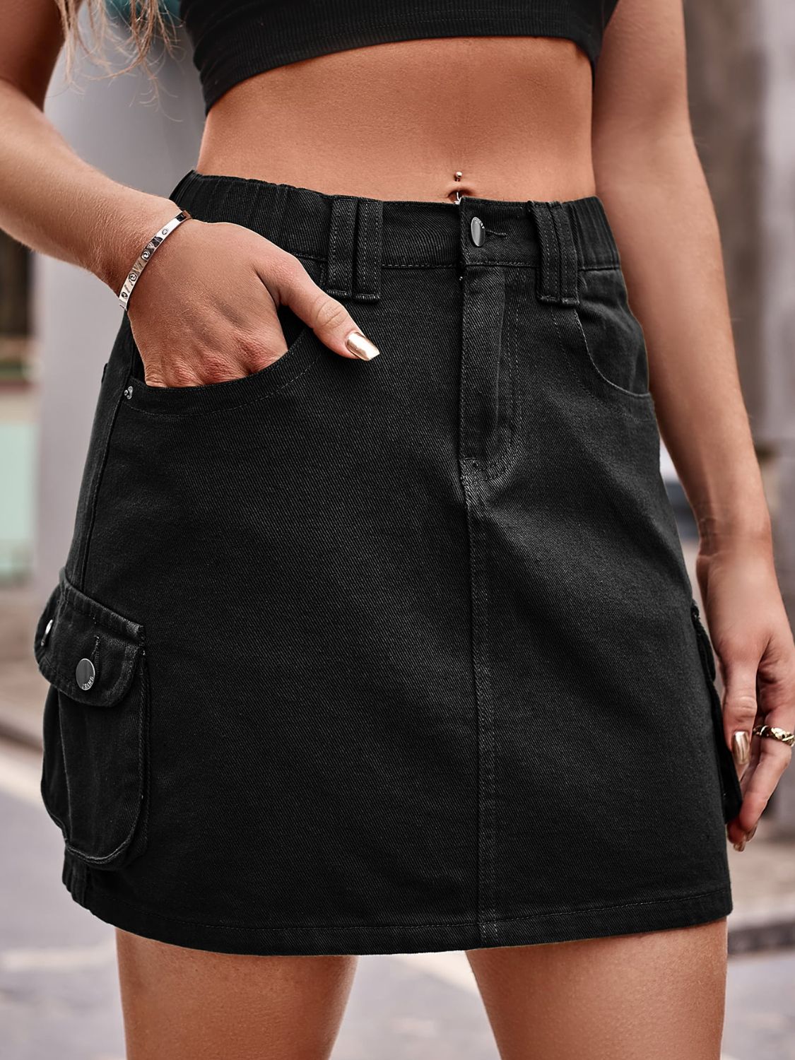 Denim Cargo | Mini Skirt