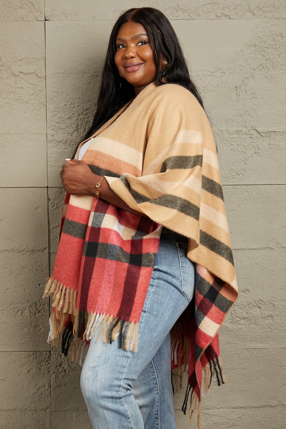 Plaid Shawl Poncho | Cardigan