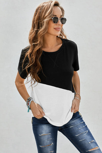 Slanty Two-Tone Round Neck | Tee