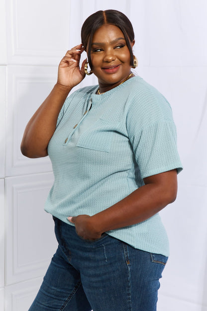 Blue Button-Down Waffle | Top