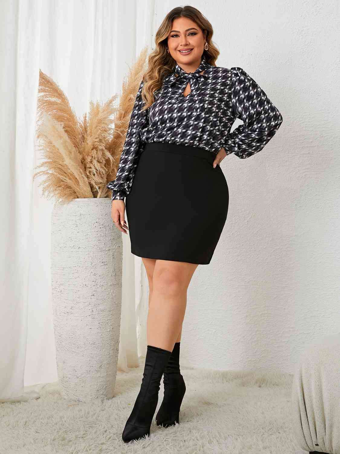 Tie Neck Long Sleeve Mini | Dress