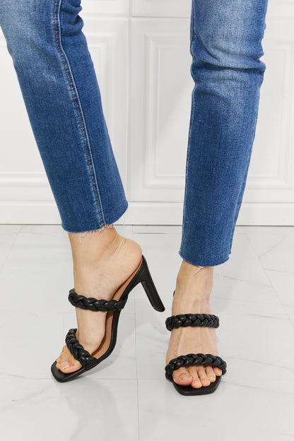 Double Braided Block Heel in Black | Sandal