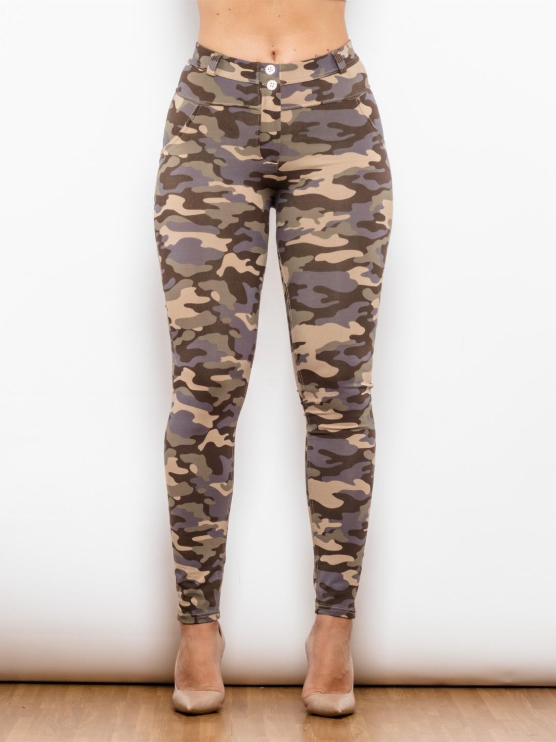 Buttoned  Camo | Leggings