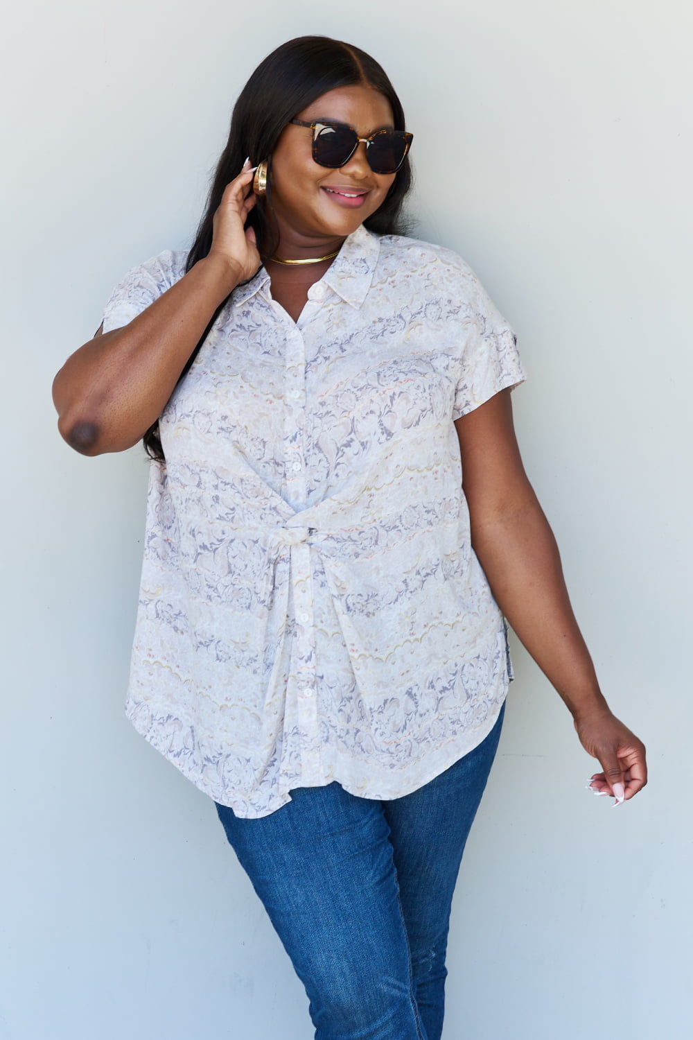 Floral Paisley Printeded Twist Tunic | Top