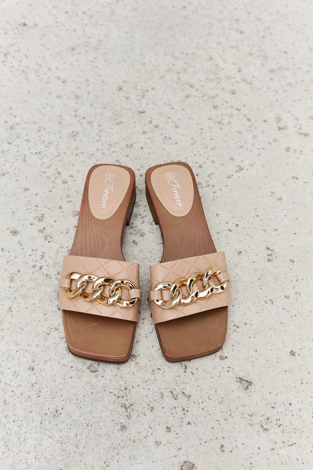 Square Toe Chain Clog | Sandal in Tan