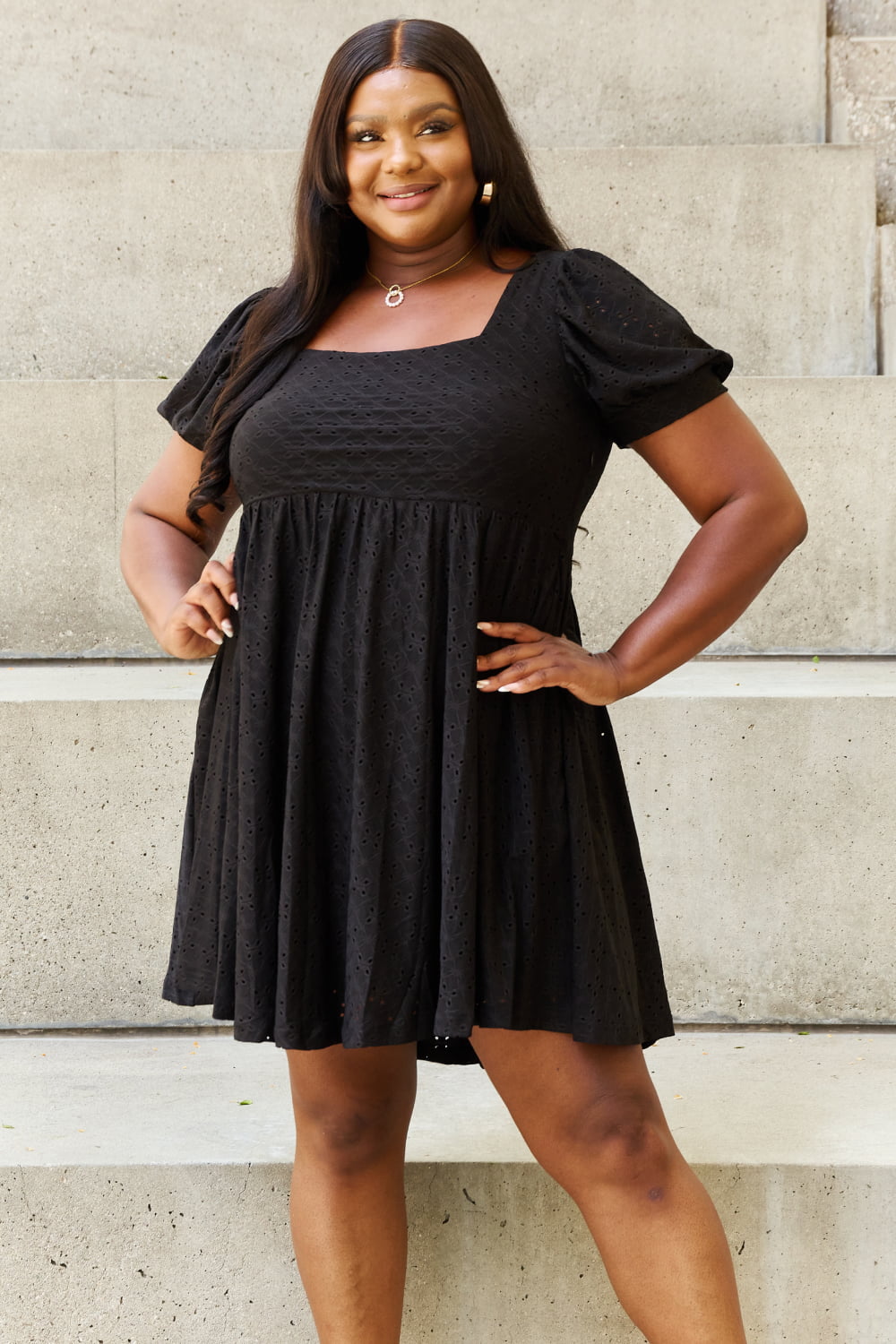 Square Neck Crochet Mini | Dress