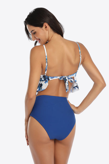 Tropical Print Ruffled | Two-Piece Swimsuit