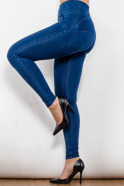 Comfy Huggers High Waist Zip Up Skinny Long | Jeans