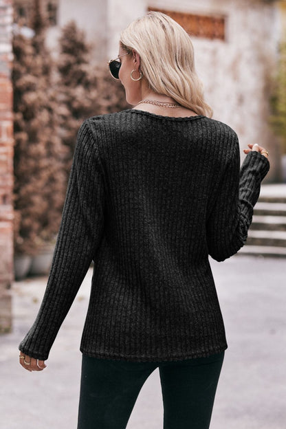 Buttoned Detail Ribbed | Top