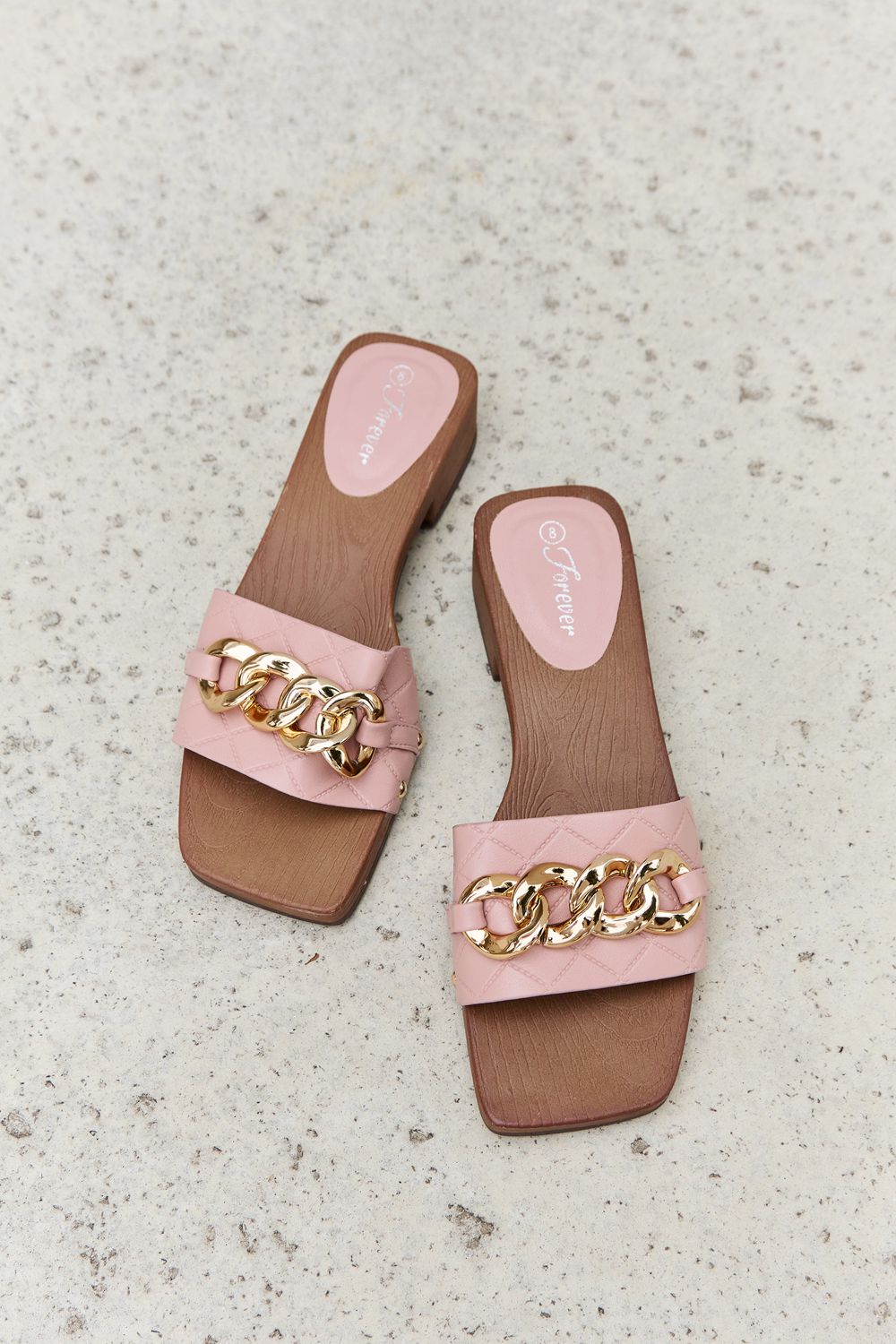 Square Toe Chain Clog | Sandal in Blush