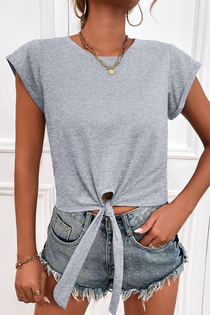 Tied Round Neck Crop | Tee