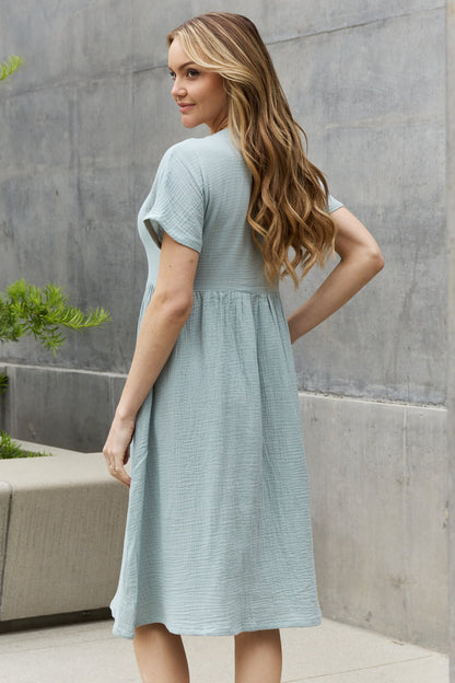 Sweet Lovely By Jen Full Size Button Down Midi | Dress