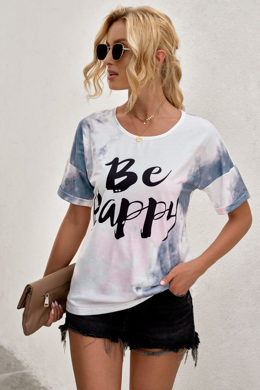 BE HAPPY | Graphic Round Neck Tee