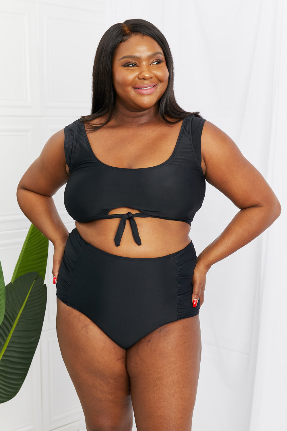 Crop Swim Top and Ruched Bottoms | Swimwear Set