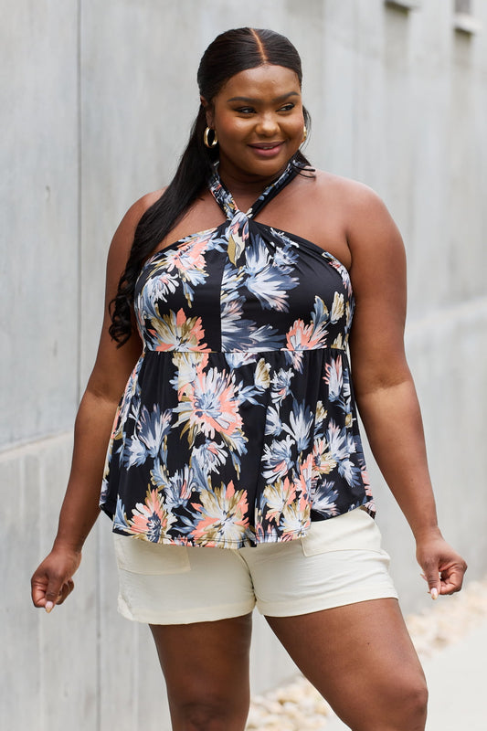 Floral on Black | Halter Top