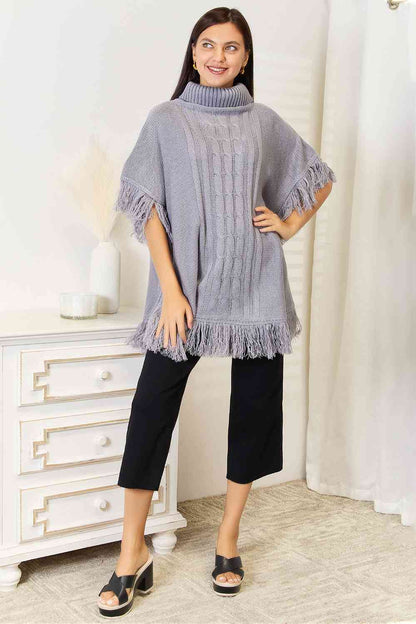 Turtle Neck Fringe | Poncho