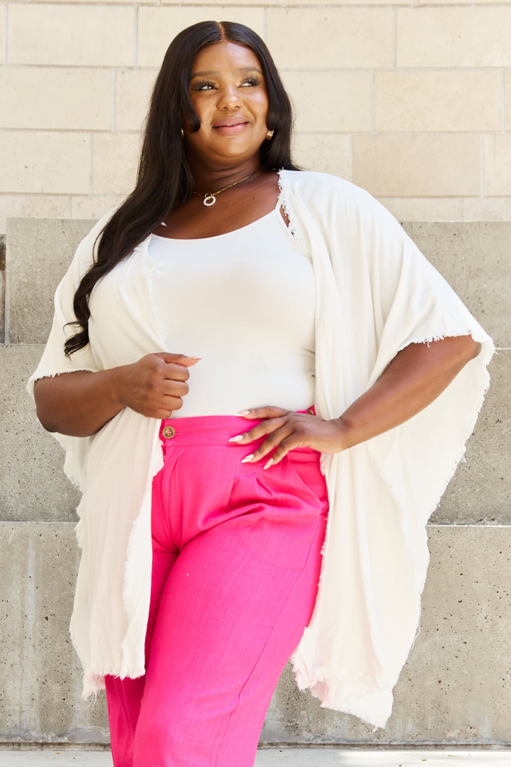 Wash Gauze Open Front in Off White | Kimono