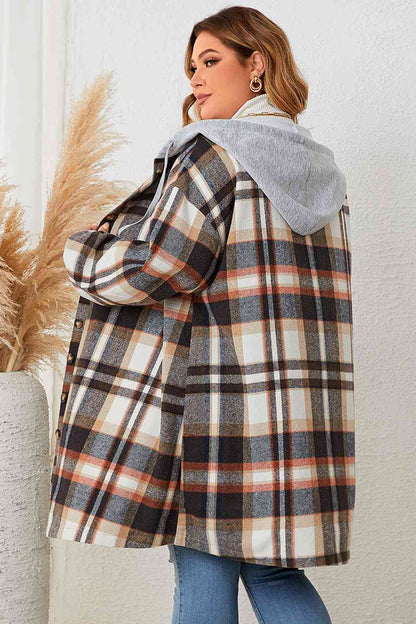 Plaid Drop Shoulder Hooded | Coat