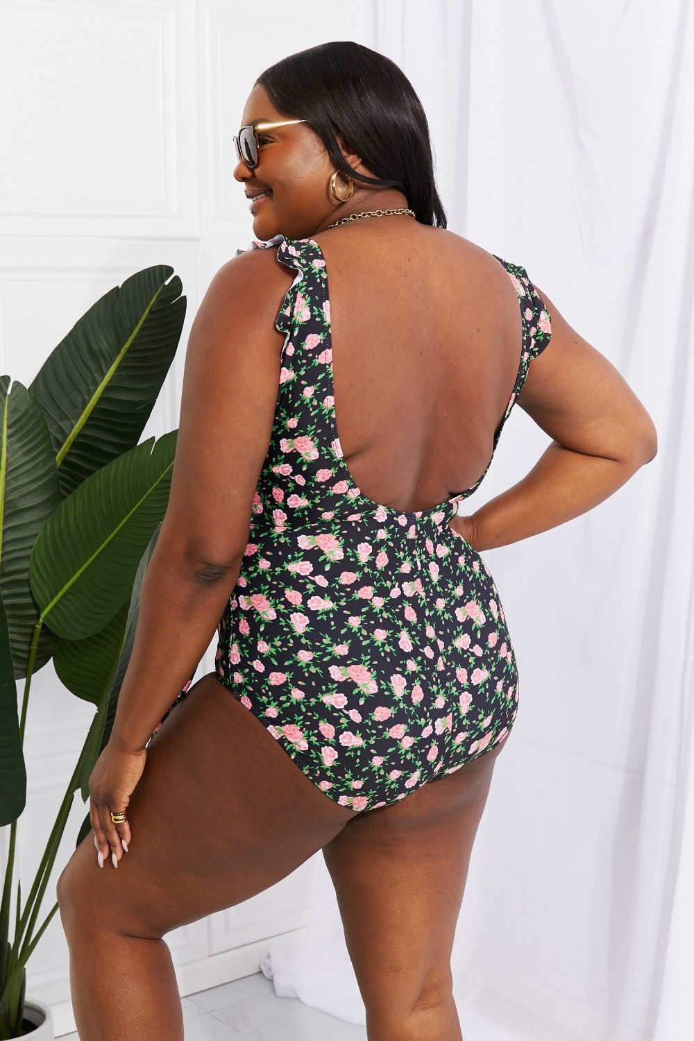 Floral Heaven Ruffle Faux Wrap | One-Piece Swimsuit