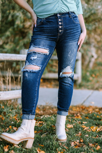 Button Fly Distressed | Jeans