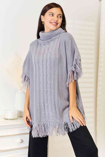 Turtle Neck Fringe | Poncho