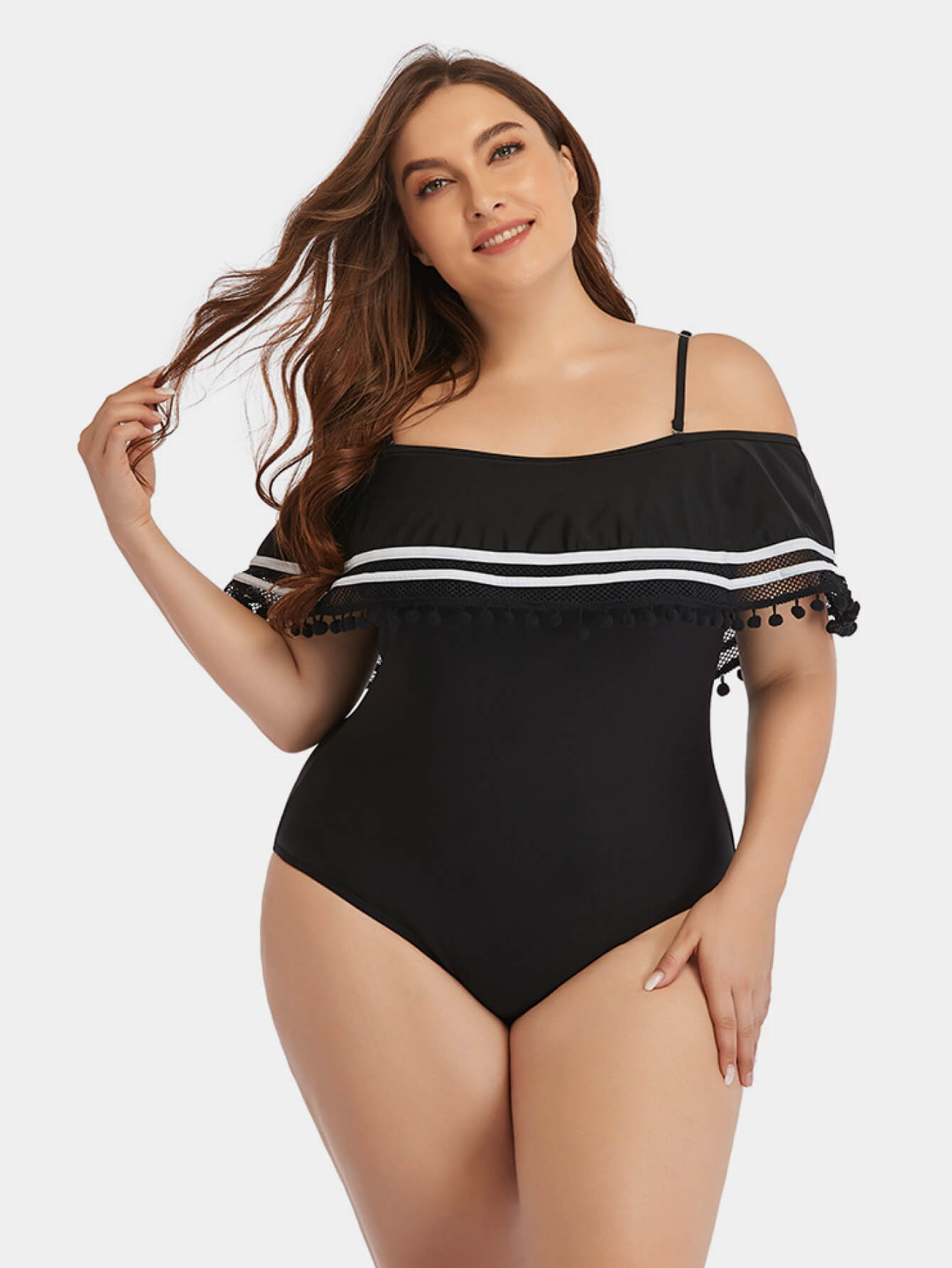 Striped Cold-Shoulder | One-Piece Swimsuit